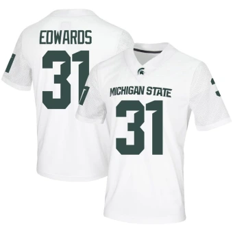 Men's Michigan State Spartans Deuce Edwards Football Jersey - Game White