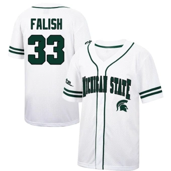 Men's Michigan State Spartans Quinn Falish Colosseum Free Spirited Baseball Jersey - Replica White/Green