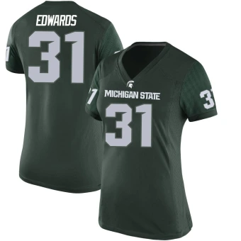 Women's Michigan State Spartans Deuce Edwards Football Jersey - Replica Green
